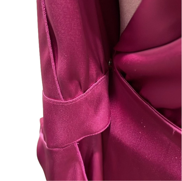 Nanushka Satin Wrap Dress S – Fuchsia Pink EUC, Elegant Belted Silhouette - Picture 9 of 12